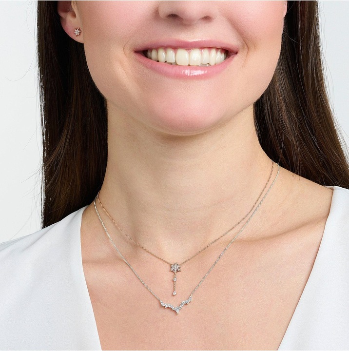 Produktbild Thomas Sabo Halskette Schneeflocke mit Weissen Steinen Roségold (925er Silber, 40 - 45 cm)
