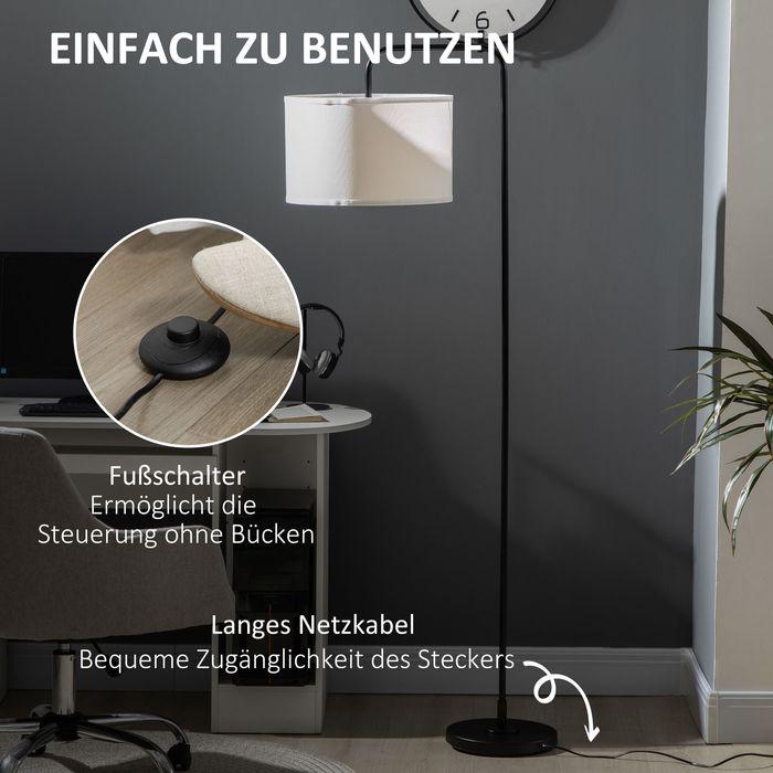 Actual product image Swisshandel24 Stehlampe Wohnzimmer Stehleuchte mit Stoff-Lampenschirm, Fussschalter, Weiss (E27)