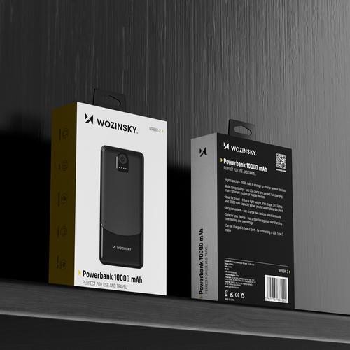 Actual product image Wozinsky powerbank Wpower 10,000 mah - black (10000 mAh, 10 W, 37 Wh)