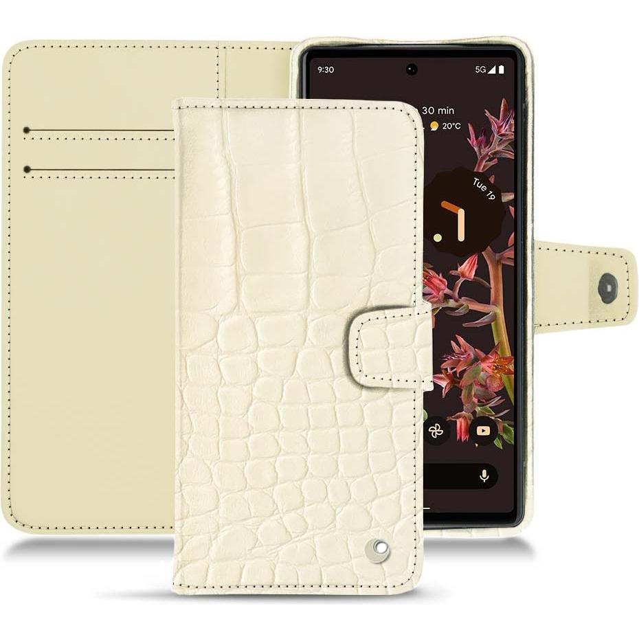Noreve Lederschutzhülle Wallet (Google Pixel 6), Smartphone Hülle, Weiss