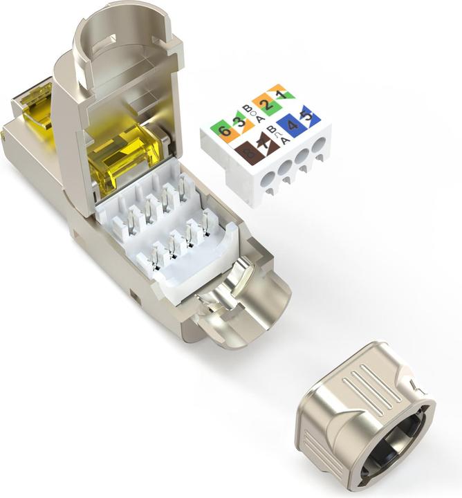 Produktbild Digitus CAT 6A Feldstecker, AWG 22-27, unterstützt bis 4PPoE, IEEE802.3bt (Netzwerkkabel Stecker)