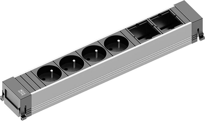 Produktbild Bachmann Steckdoseneinheit Power Frame Alu 6-fach 4xUTE (6 x, CEE 7/5, CEE 7/3, 0.20 m)