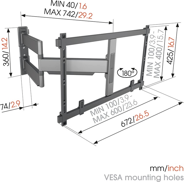 Actual product image Vogels TVM 5845 (Wall, 100", 55 kg)