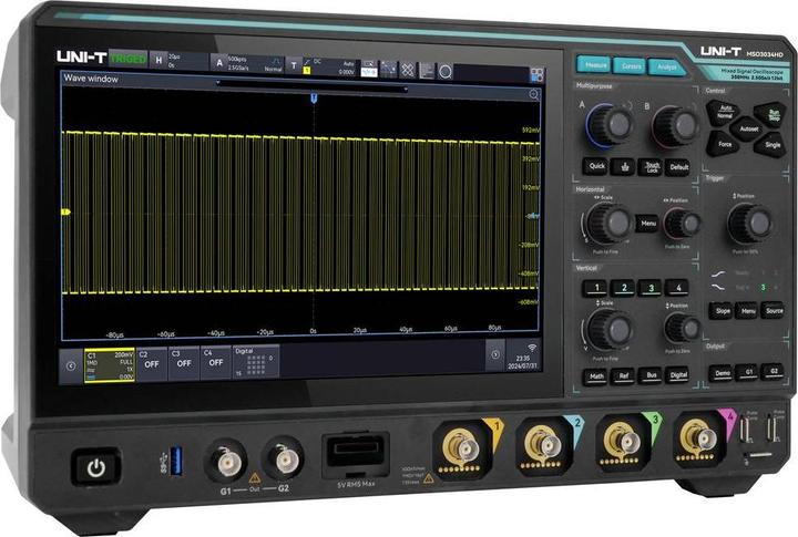 Image du produit Uni-T MSO3034HD Digital-Oszilloskop 350 MHz 2.5 GSa/s 500 Mpts 12 Bit 1 St.