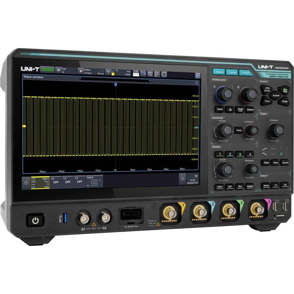 Uni-T, Multimetro, MSO3034HD Digital-Oszilloskop 350 MHz 2.5 GSa/s 500 Mpts 12 Bit 1 St.