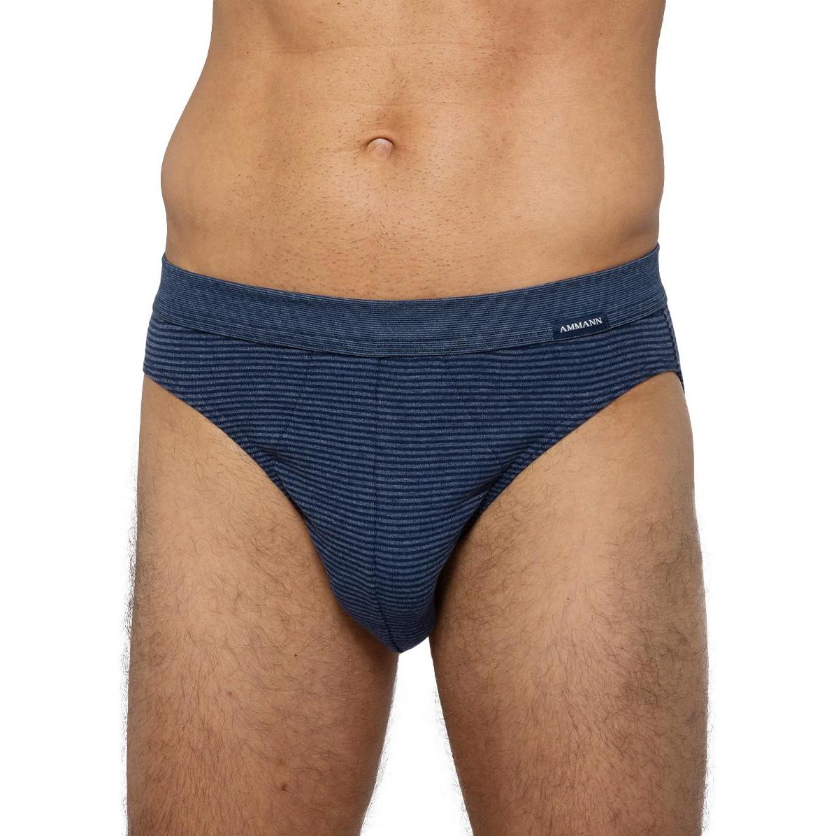 Thumbnail - Ammann, Herren, Unterhosen, 3er Pack Jeans Feinripp Mini-Slip / Unterhose, Blau, (XL, 3er Pack)