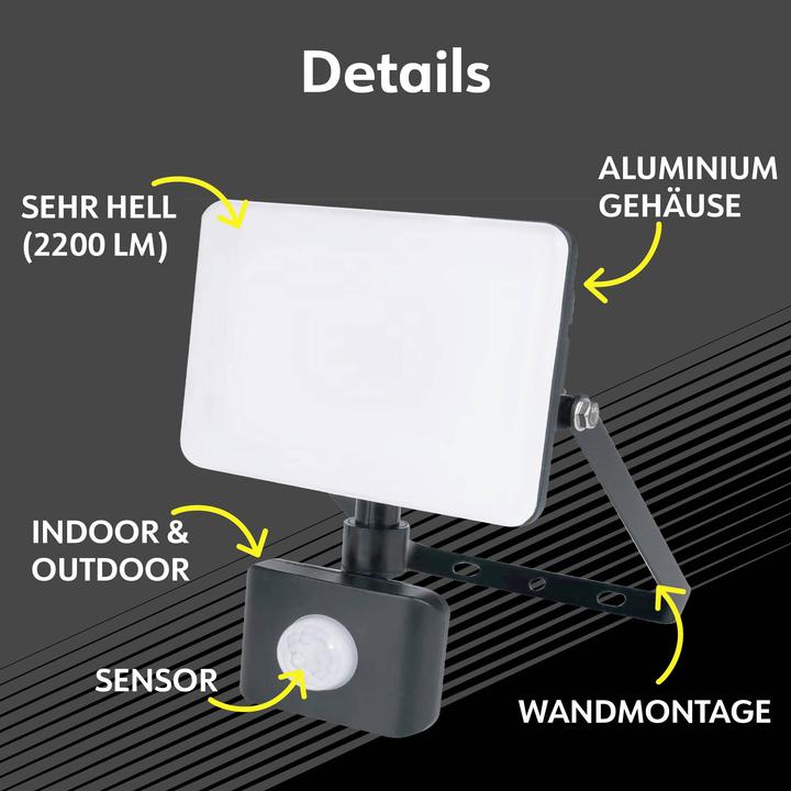 Actual product image Müller Licht Müller-Licht Orlando 21600072 LED-Aussenstrahler mit Bewegungsmelder 20 W Neutra (2200 lm, IP44)