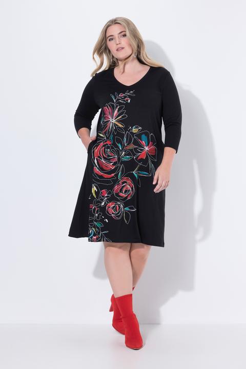 Produktbild Miamoda Kleid, A-Linie, Blumenmuster, 3/4-Ärmel (44)
