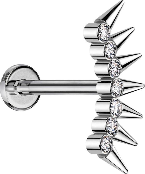 Immagine prodotto Star Piercing Micro labret filo interno argento sette cristalli argento con coni (Titanio G23, senza ottone)