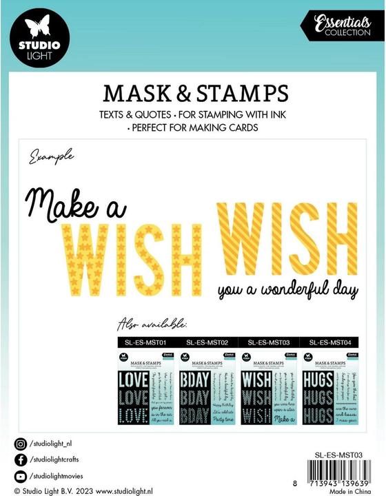 Actual product image Studio Light Mask & Stamp Wish sentiments Essentials