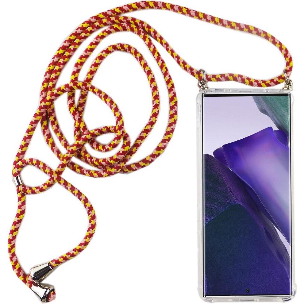 König Design Handykette für Samsung Galaxy Note 20 Hülle mit Band zum umhängen Kordel Rot Neu, Handykette, Transparent