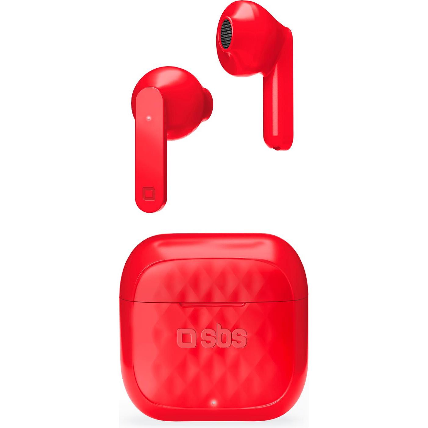 SBS Air Free - TWS-Kopfhörer mit 250-mAh-Ladestation (24 h, Kabellos), Kopfhörer, Rot