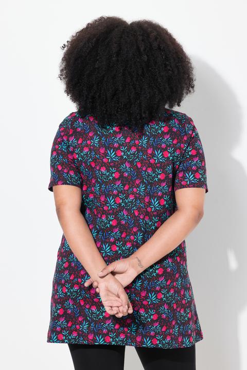 Produktbild Ulla Popken Longshirt, A-Linie, Tunika-Ausschnitt, Halbarm, Taschen (62)