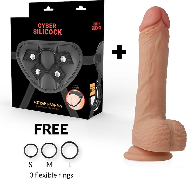 Cyber Silicock STRAP-ON FREEMAN FLÃoeSSIGE SILIKON MIT 3 RINGEN GRATIS 20 CM -O- 3.8 CM