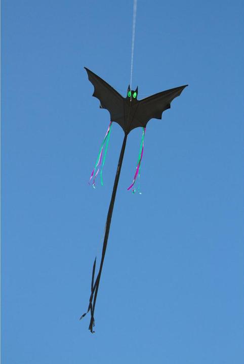 Actual product image Invento HQ 100040 Bat Black "L", Children's kite single line, from 5 years, 30x60cm, incl. 10kp polyester