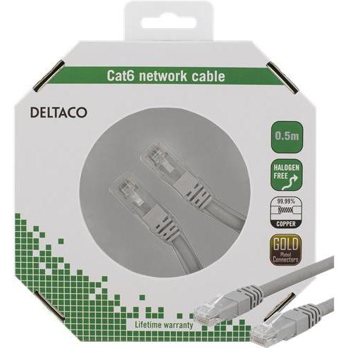 Thumbnail - Deltaco patchkabel - 50 cm - gra (U/FTP, CAT6, 0.50 m), Netzwerkkabel