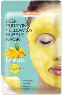 Purederm Deep Purifying Yellow O2 Bubble Mask with Turmeric Korean Face Skin Care