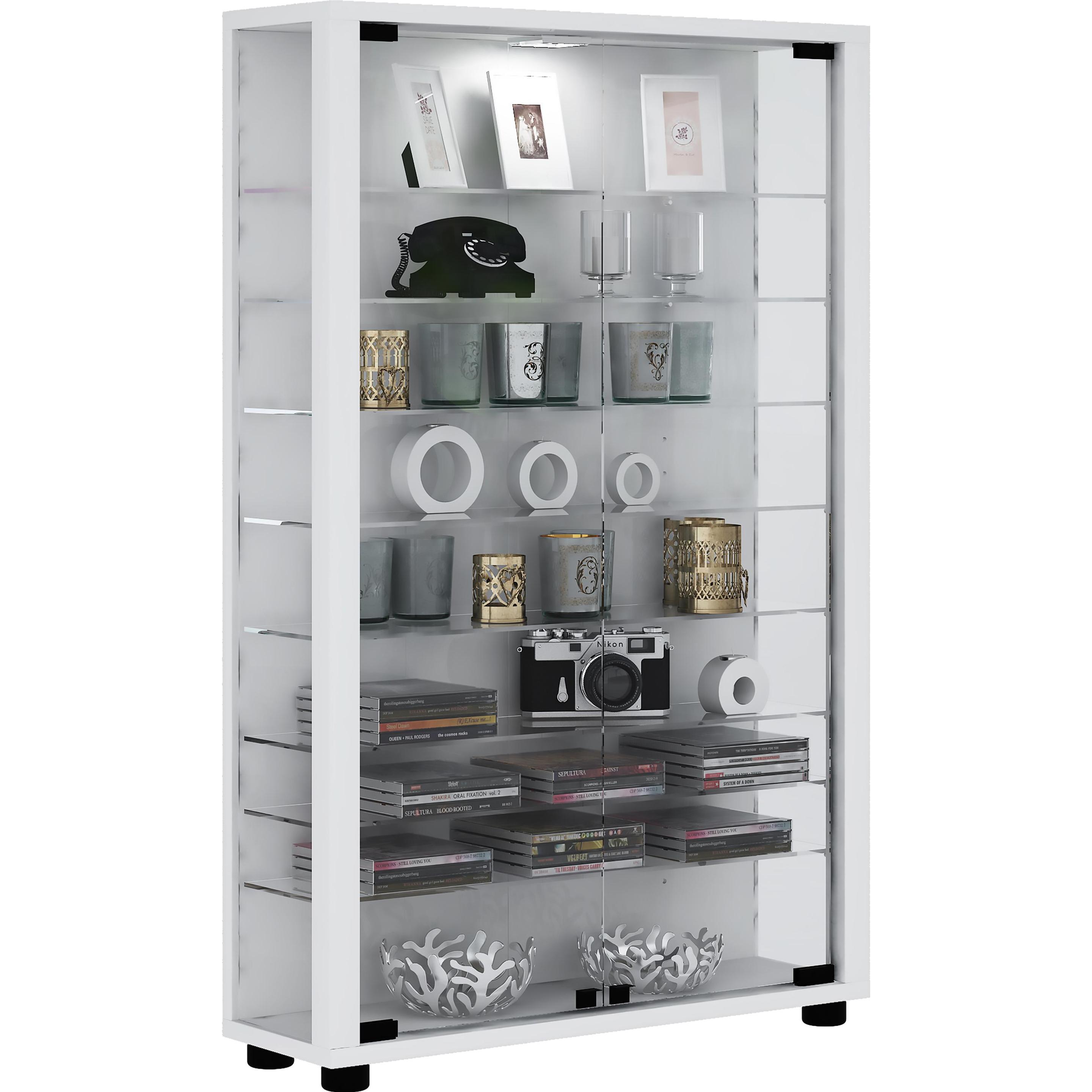 VCM, Vitrine + Buffetschrank, Sammel Stand Vitrine Holz Glas Lumo Mini (90 x 59 x 18 cm)