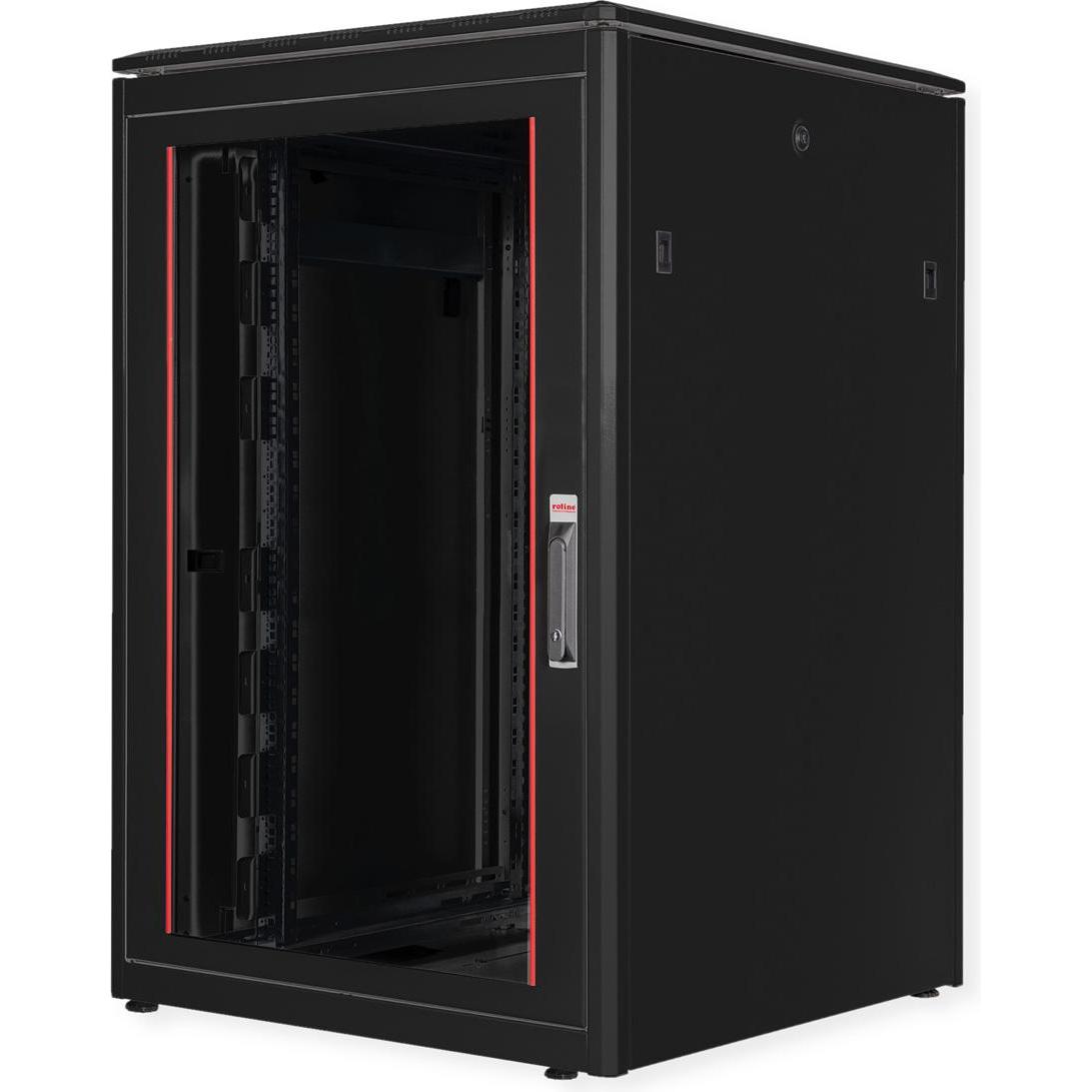 Roline 19-Zoll Netzwerkschrank Pro 22 HE (22 HE, 19 Zoll Rack), Serverschrank, Schwarz
