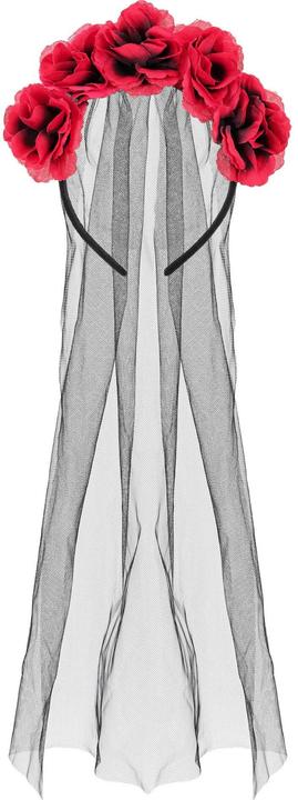 Actual product image Partydeco Haarreif Rosen 17.5 x 18 cm, Rot/Schwarz