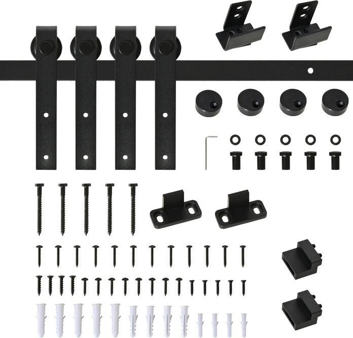 Actual product image Swisshandel24 Sliding door system Running track Sliding door fitting for double wooden doors Accessories Carbon
