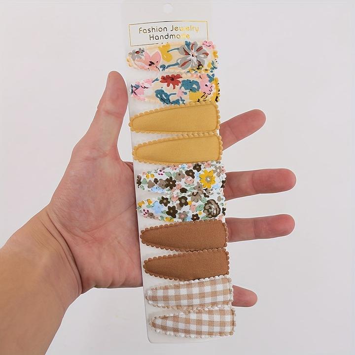 Actual product image Activity Board 20pcs/2 Sets Kombination, Blumendruck Baumwolle Legierung Haar Schleife Snap Clips Set, Stoff (20 pcs.)