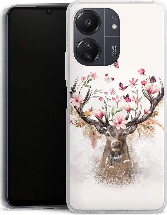 Produktbild DeinDesign Silikon Hülle für Xiaomi Redmi 13C 4G Handyhülle Case Smartphone Schutzhülle Blumen Hirsch Tiere (Xiaomi Redmi Note 13 4G)