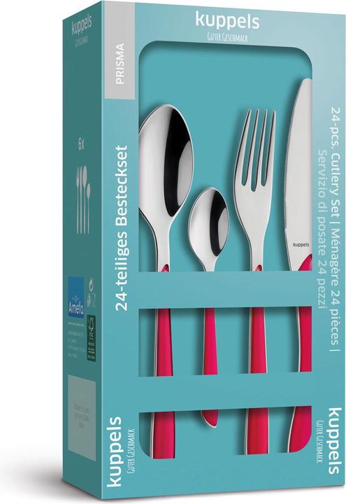 Immagine prodotto Kuppels Set di posate 24 pezzi rosso lampone 2294 Prisma (24 Pezzo/i, Set di posate)