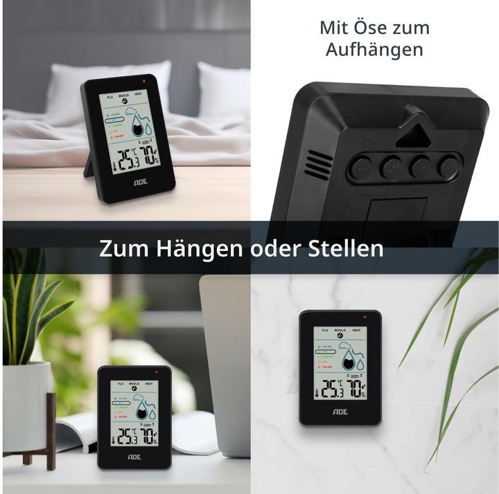 Produktbild ADE Thermo-/Hygrometer digital Schwarz, Funktionen
