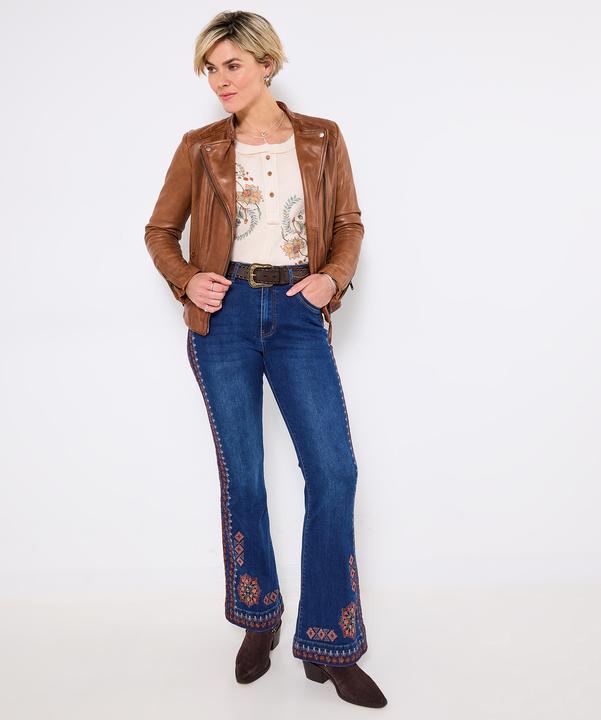 Actual product image Joe Browns Collarless Leather Biker Jacket (46)