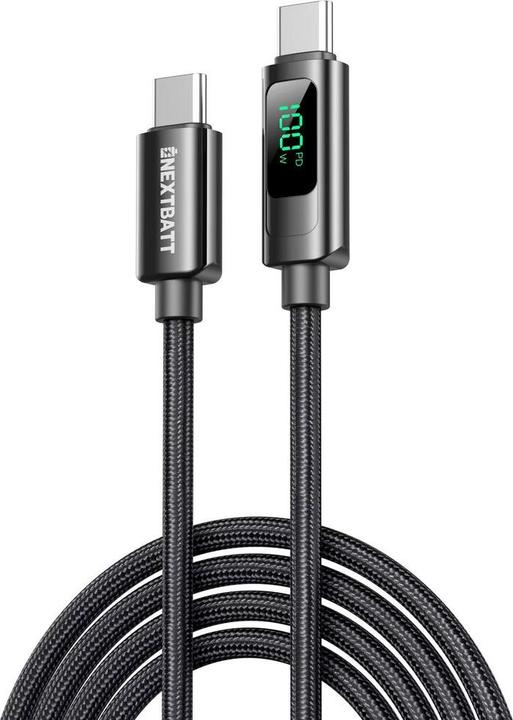 Nextbatt USB-C to USB-C Cable Cable 100W, 5A, 2m - Black (2 m, 100 W)