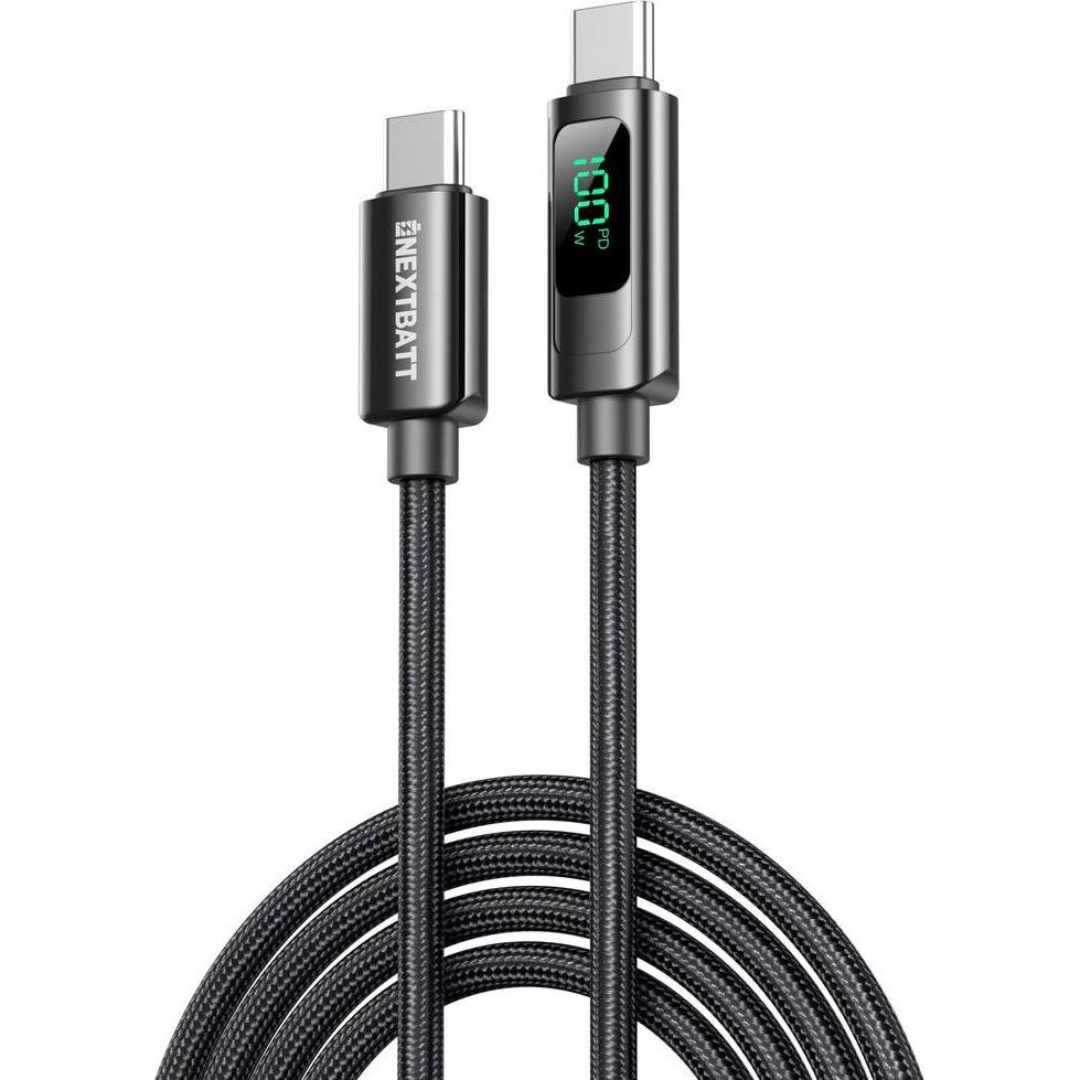 Nextbatt USB-C to USB-C Cable Cable 100W, 5A, 2m - Black (2 m, 100 W), Cavo USB