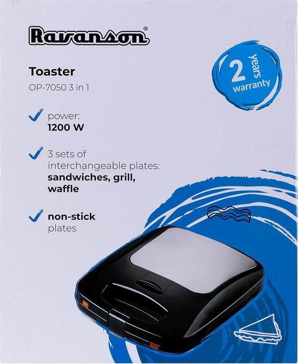 Actual product image Ravanson Toaster OP-7050 Black Silver 1200 W