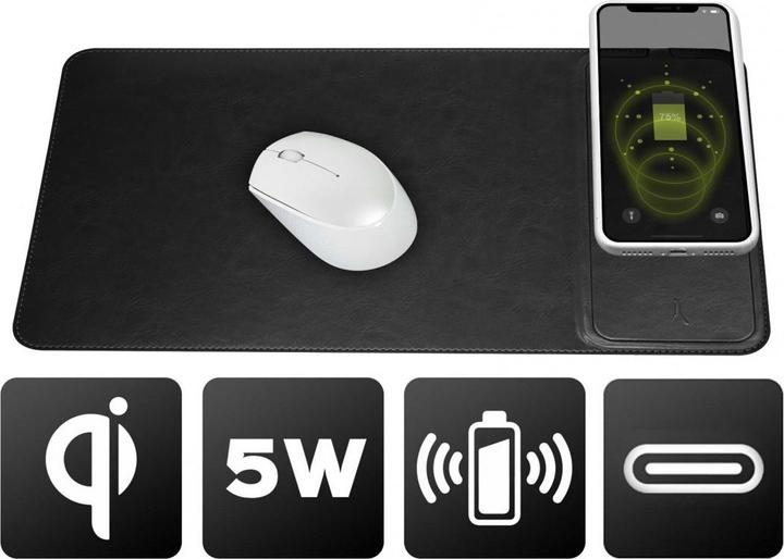 Actual product image Akashi Mouse Pad With 5w Induction Wireless Charger In Faux Leather