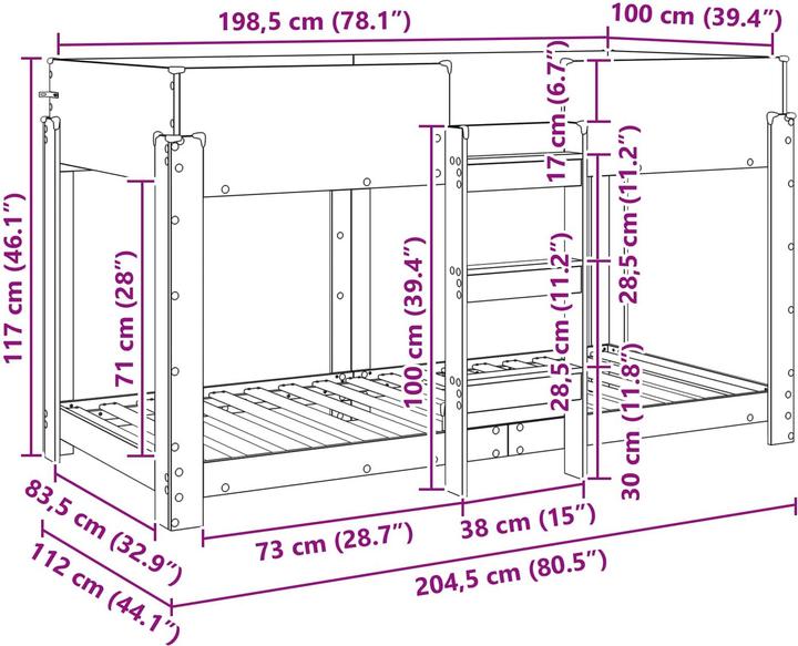 Produktbild vidaXL Kinderbett (100 x 200 cm)
