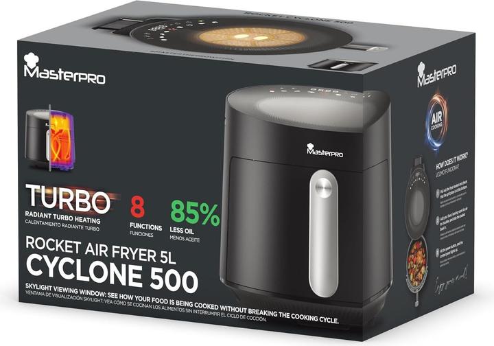 Produktbild MasterPRO Rocket Cyclone 500 Airfryer mit Fenster, PFAS-frei, digitales Panel, 360° Zirkulation