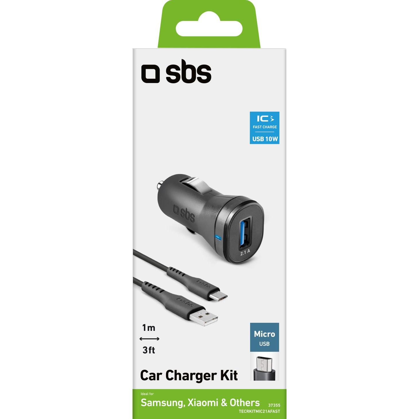 Thumbnail - SBS Auto-Ladeset mit Micro-USB, Auto Adapter, Schwarz
