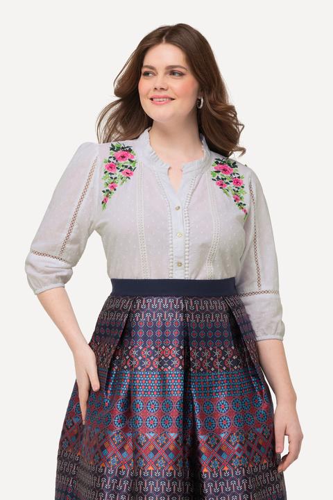 Produktbild Ulla Popken Bluse, Lochspitze, A-Linie, V-Ausschnitt, 3/4-Arm (54)