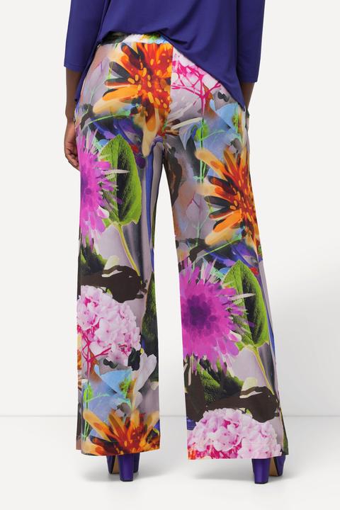 Immagine prodotto Ulla Popken Pantaloni in tessuto fluente con fiori, taglio della gamba ampio e cintura elastica (58, 60)