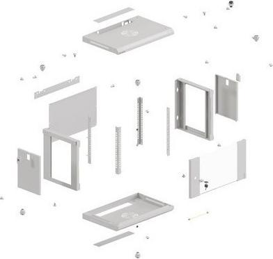 Immagine prodotto Lanberg Wandmontage 19 4HE 540X350 grauer Rackschrank mit Glastür (flat pack) (4 HE, Rack da 19 pollici)