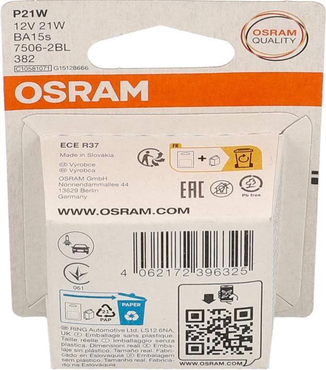 Actual product image Osram Standard P21W 21 W 12 V (P21V)