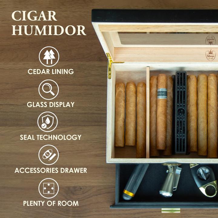 Immagine prodotto Slege Zigarren Humidor mit Hygrometer und Befeuchter (40)