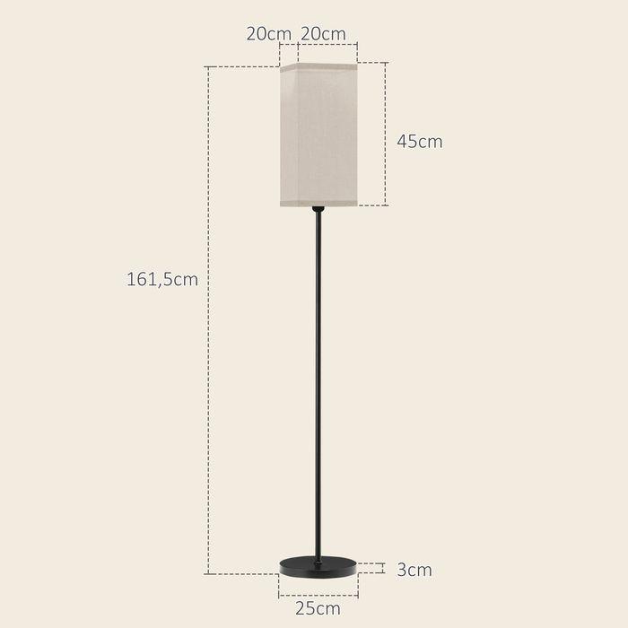 Actual product image Swisshandel24 Moderne Stehlampe mit Kunstleinen-Schirm, Fussschalter, für Wohnzimmer Schwarz (E27)