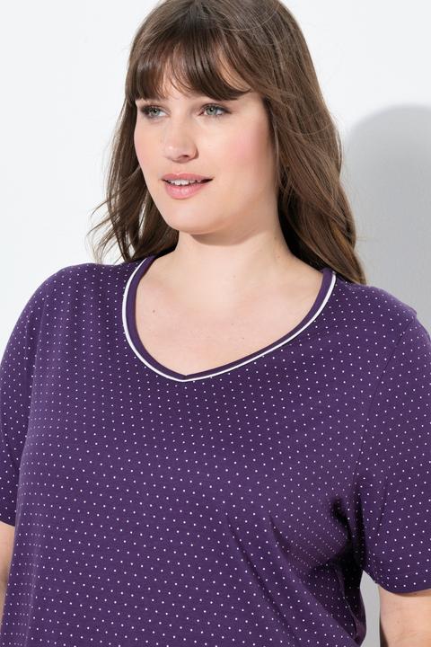 Actual product image Ulla Popken 2 Pack Short Sleeve Nightshirts - Dot, Solid (58)