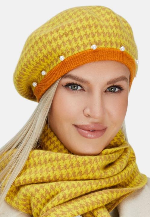 Image du produit Bellemere Hat Houndstooth Pearled Cashmere Berets (Taille unique)