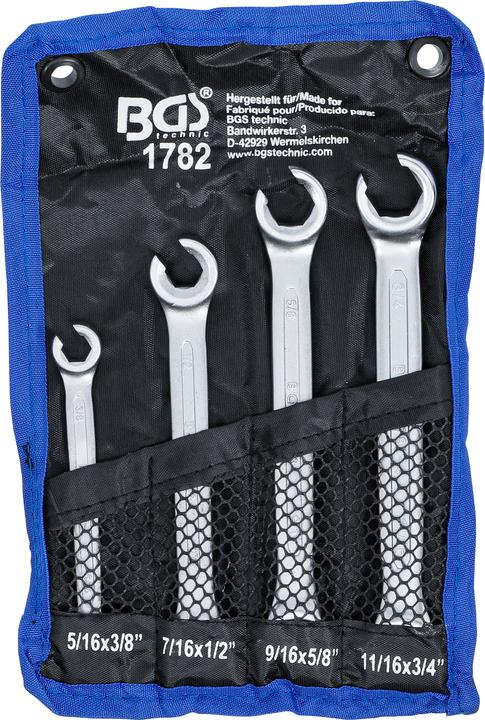 Actual product image BGS Double Ring Spanner Set, open Type Inch Sizes 4 pcs. (9/16", 5/16", 11/16", 7/16")