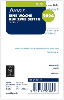 Image du produit Filofax MINI-INH.1WO/2S.FRANÇAIS (67 x 105 mm)