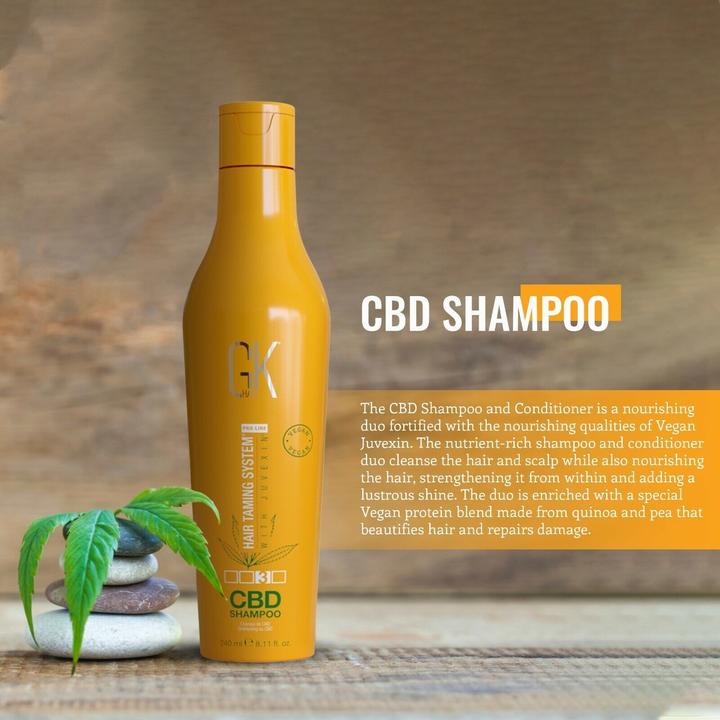 Actual product image Gk Hair Global Keratin Hemp Shampoo 8.11 Fl Oz/240ml - Hydrating Strengthening Colour Treated Damaged Repair (240 ml, Liquid shampoo)
