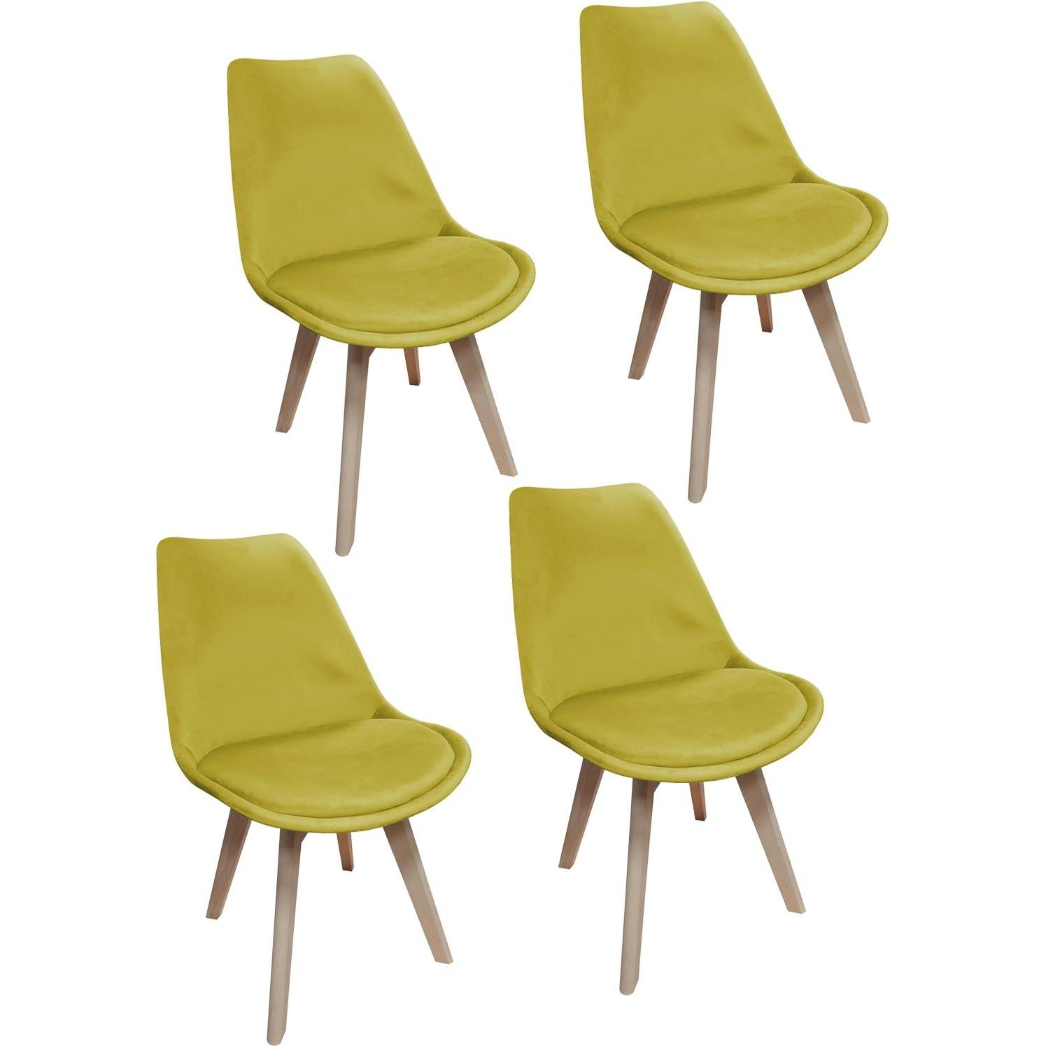 HTI-Living, Stühle, Esszimmerstuhl Samt 4er Set Atlanta Gelb