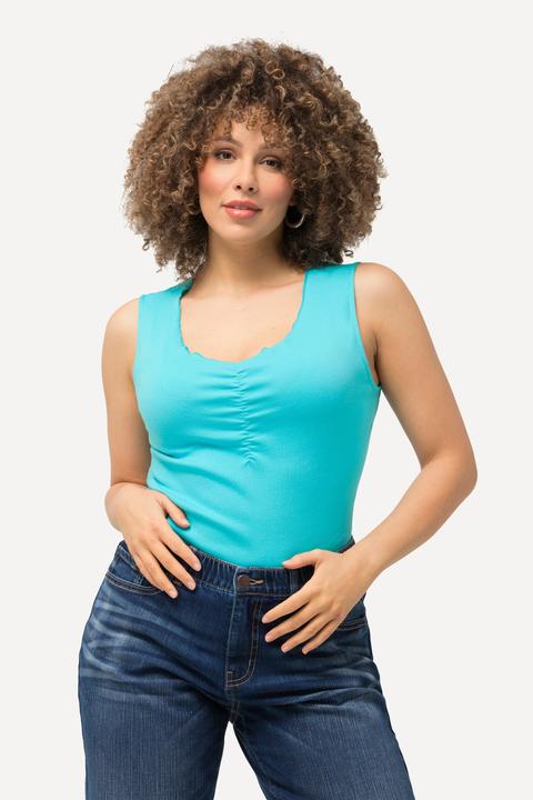 Produktbild Ulla Popken Ripptop, Wellenkanten, Slim, V-Ausschnitt, ärmellos (50, 52)